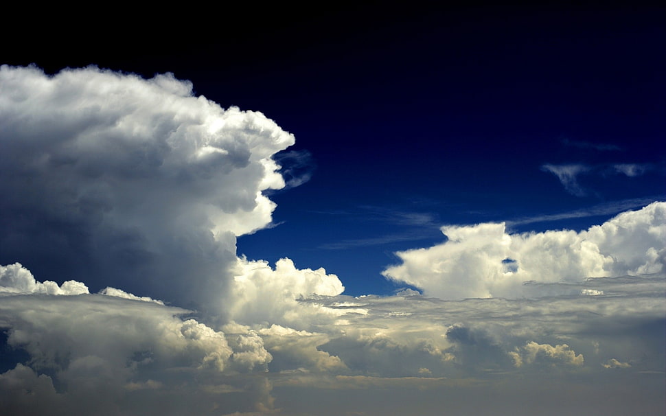 white cumulus clouds HD wallpaper