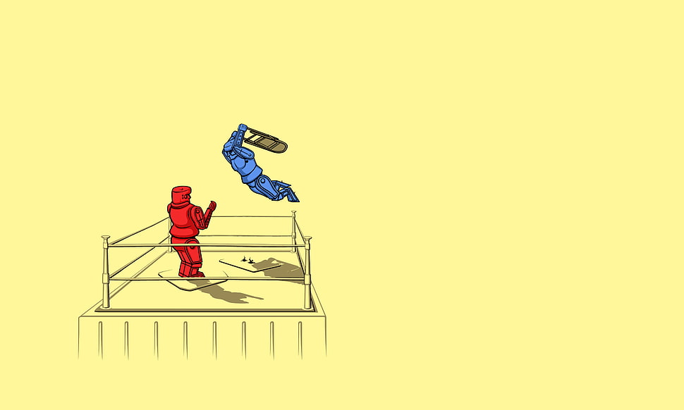 wrestling sketch, threadless, simple, humor, robot HD wallpaper