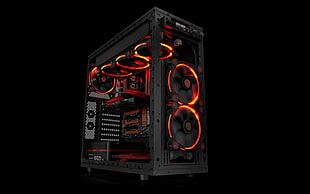 black computer tower with black background