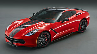 red Corvette sports coupe, car, Chevrolet Corvette C7, Chevrolet Corvette Stingray