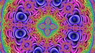 multicolored optical illusion, kaleidoscope, fractal, psychedelic HD wallpaper