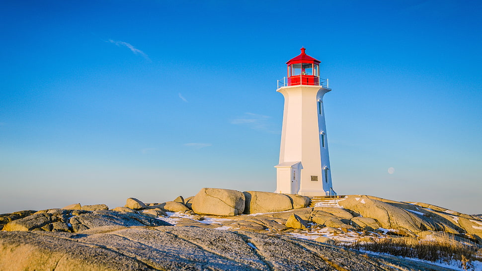 white and red lighthouse, lighthouse HD wallpaper