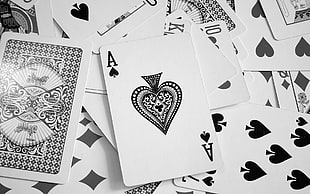 ace of spades playing card, cards, Ace of Spades, monochrome, playing cards