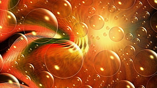 bubbles digital wallpaper, digital art, brown, CGI, bubbles