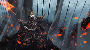 female anime character holding melee weapon wallpaper, video games, Dark Souls III, Dark Souls, embers HD wallpaper