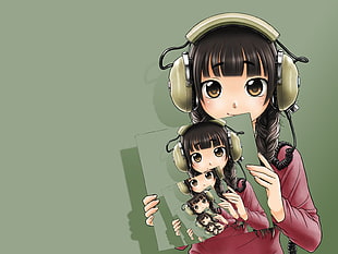 woman with headphones anime fan art