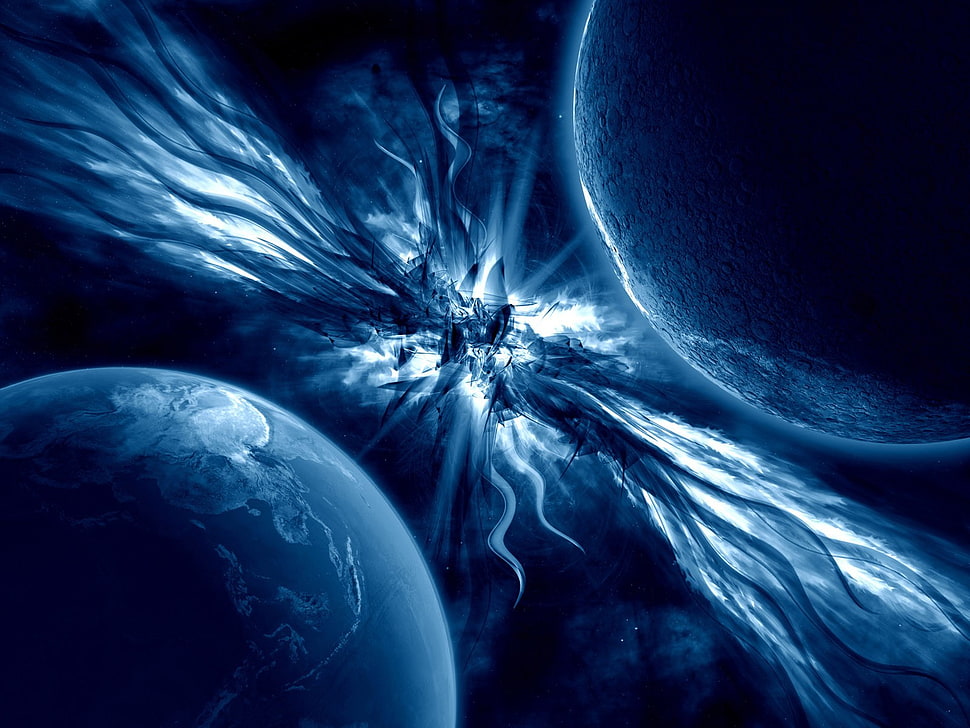 two planets about to crash each other digital wallpaper, space HD wallpaper