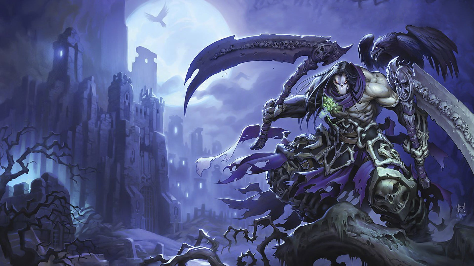 monster holding scythe fan art, video games, Darksiders, Darksiders 2