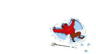 man lying on blue surface illustration, Devil, humor