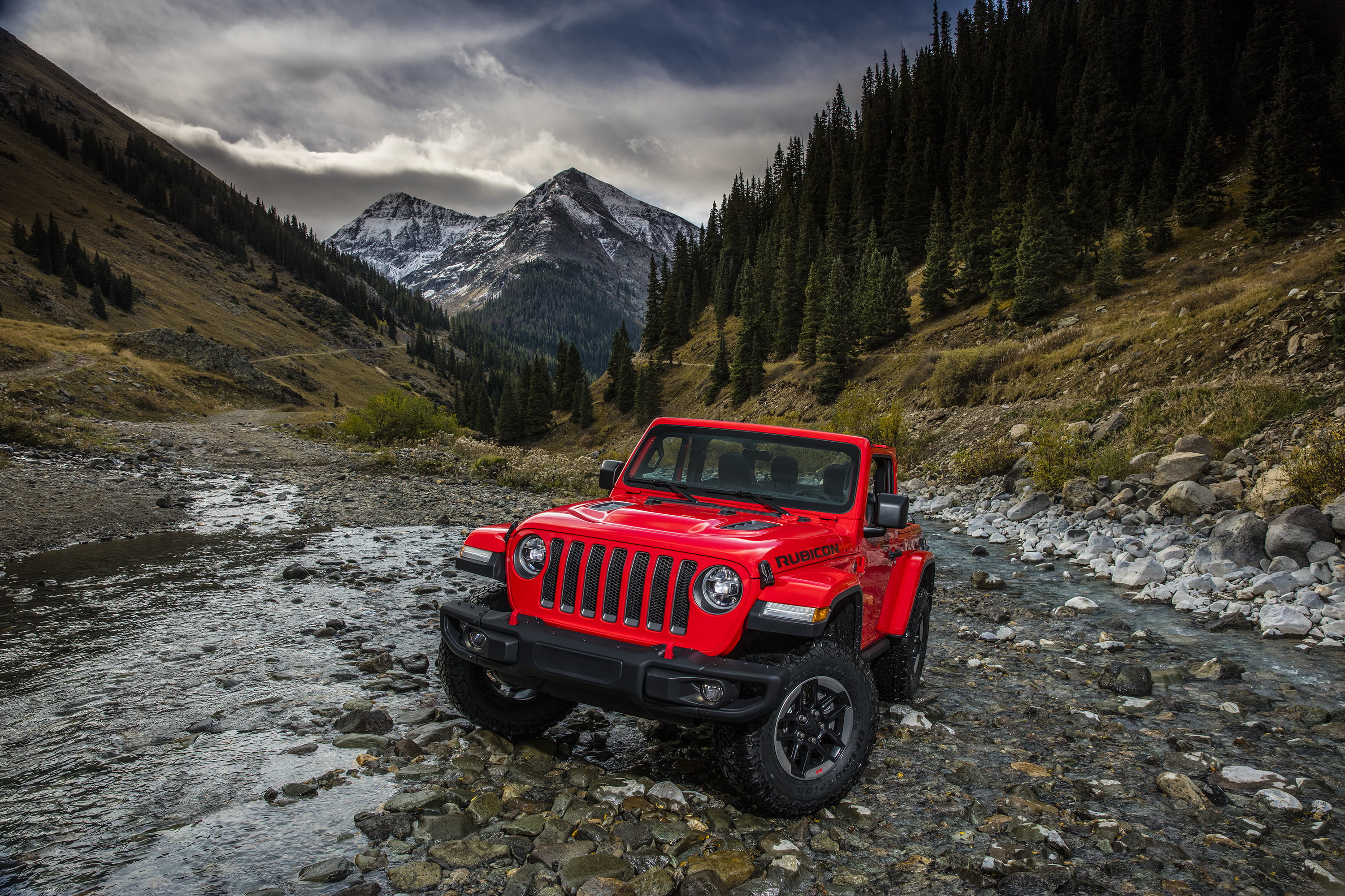 Red And Black Jeep Wrangler Near Mountain During Daytime Hd Wallpaper Wallpaper Flare
