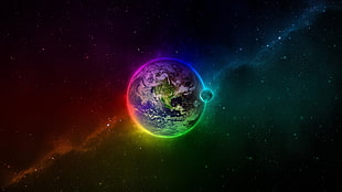 Earth illustration, Earth, space, colorful