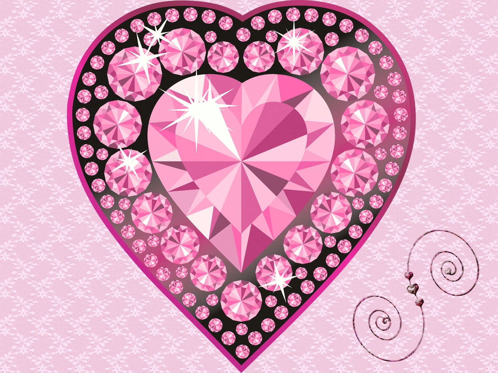 Pink Diamond Hearts Wallpaper