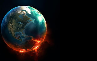 burning earth digital wallpaper, Earth