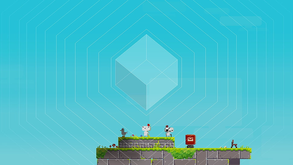 game application illustration, Fez , Gomez, cube HD wallpaper