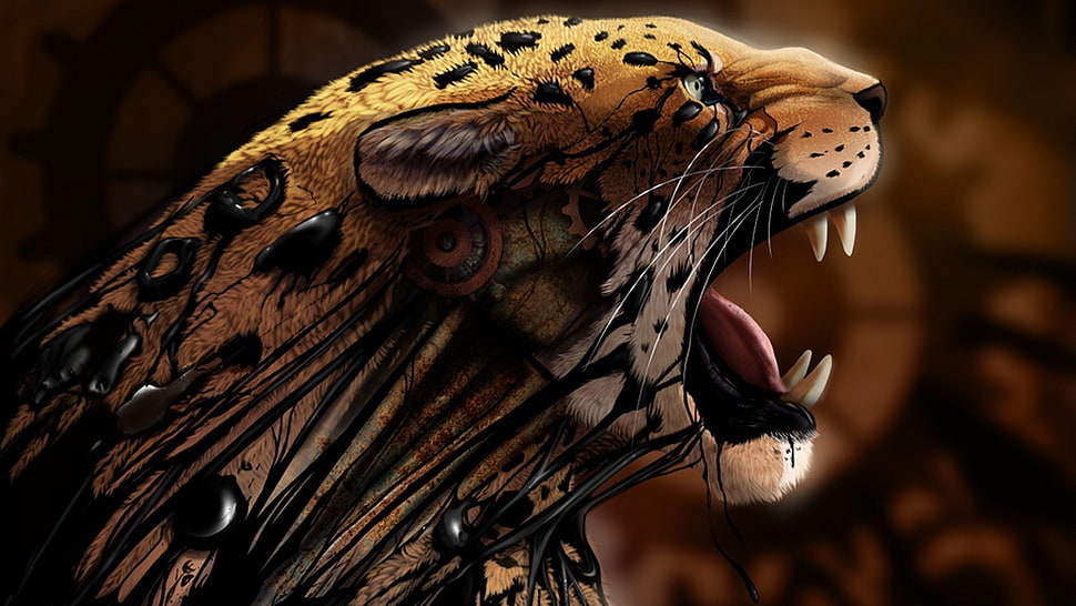tiger illustration, abstract, animals, leopard, digital art HD wallpaper
