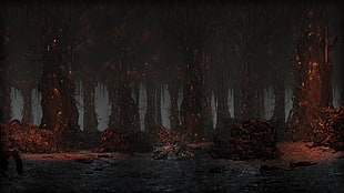 forest digital wallpaper, Dark Souls III, video games, Smouldering Lake, Old Demon King