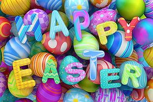 Happy Easter illustration, Easter, eggs, 8k