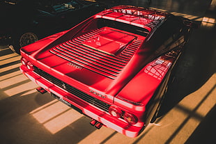 red car, car, vehicle, Ferrari, Ferrari Testarossa HD wallpaper