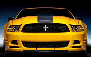 yellow and black car door, car, Ford Mustang