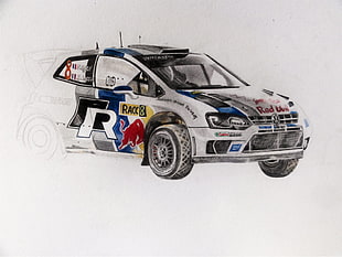 white Volkswagen Golf Rally Car illustration