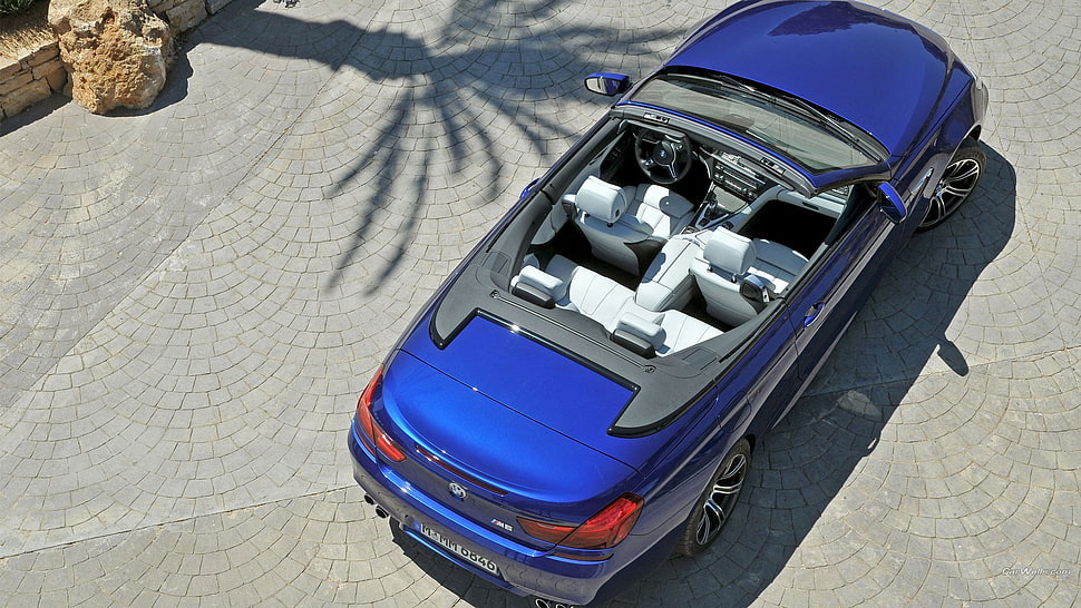 blue convertible car, BMW M6, Convertible, car, blue cars HD wallpaper