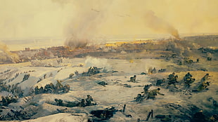 group of people during war painting, war, World War II, artwork, military HD wallpaper