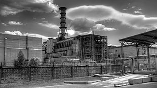 selective color photo of Factory in daylight