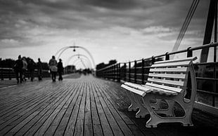 grayscale photo of bench, chair, bench, monochrome