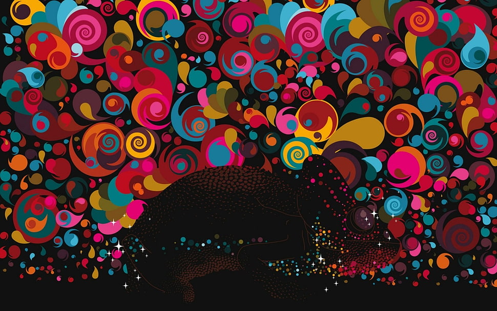 chameleon illustration, chameleons, artwork, colorful, animals HD wallpaper