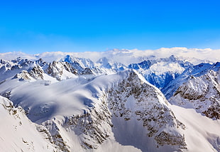 snow covered mountain, Mountains, Winter, Peaks
