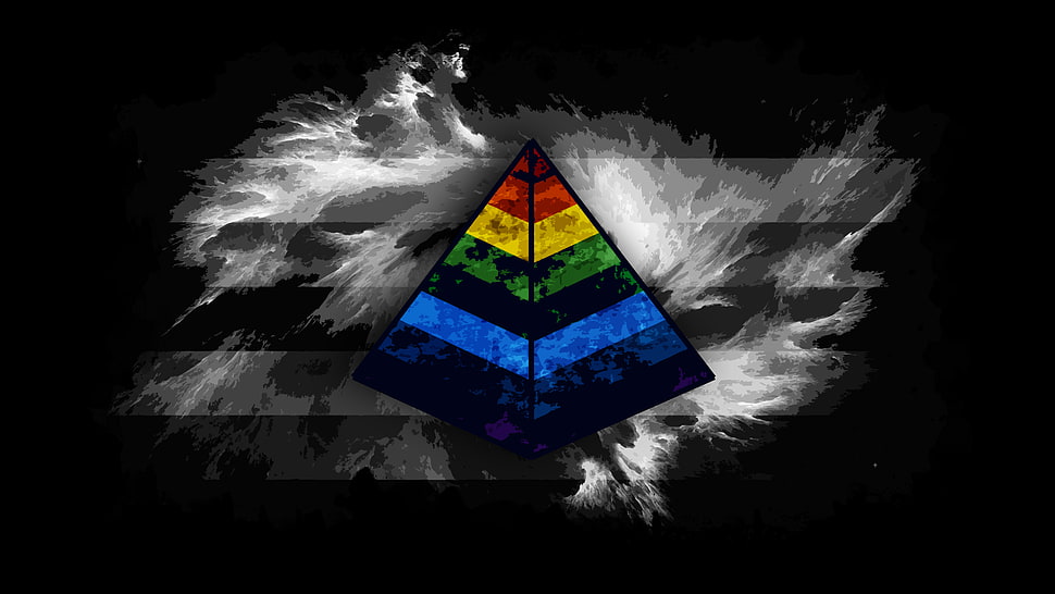 multi-colored pyramid logo, digital art HD wallpaper