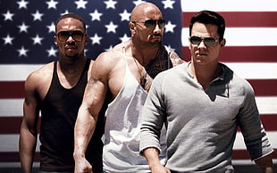 Anthony Mackie, Mark Wahlberg, and Dwayne Johnson, Pain & Gain, Dwayne Johnson, Mark Wahlberg, flag