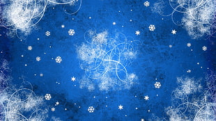 white and blue snowflakes wallpaper HD wallpaper