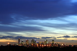 rear view of city lights picture during sunset, melbourne