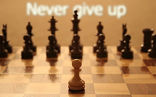 brown pawn chess piece, quote, chess, typography, motivational