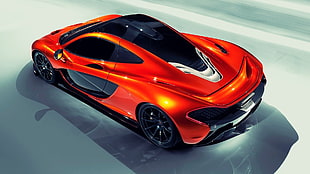 orange sports car, car, McLaren P1