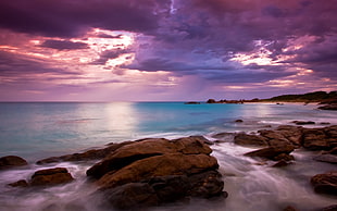 brown rock, beach, Australia, Meelup beach, landscape HD wallpaper