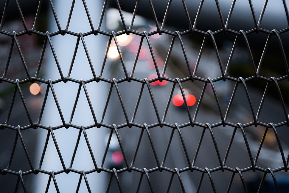 black metal chainlink fence HD wallpaper