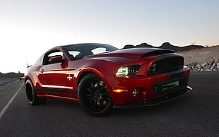 red Ford Mustang coupe, Shelby, Shelby GT500, Shelby GT500 Super Snake HD wallpaper