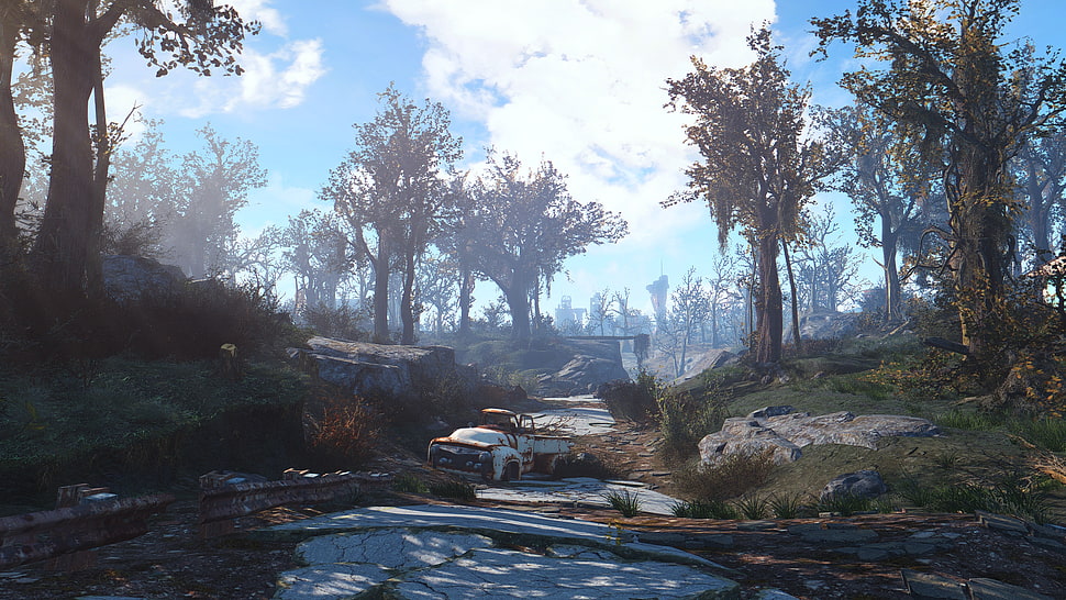 white truck, Fallout 4, video games, Fallout HD wallpaper