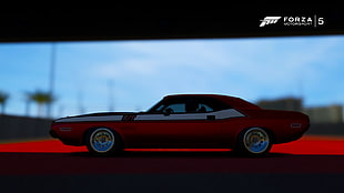 red coupe muscle car model, Forza Motorsport, Dodge, car, Dodge Challenger HD wallpaper