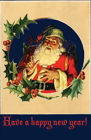 Santa Claus painting, vintage, holiday, santa