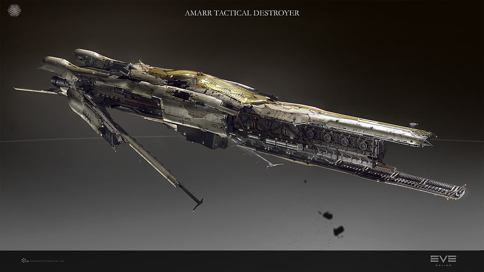 Eve online Amarr tactical destroyer illustration, EVE Online, spaceship, Amarr HD wallpaper
