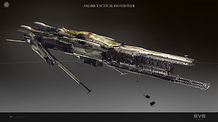 Eve online Amarr tactical destroyer illustration, EVE Online, spaceship, Amarr