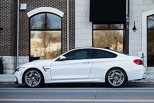 white sports coupe, Auto, Side view, White HD wallpaper