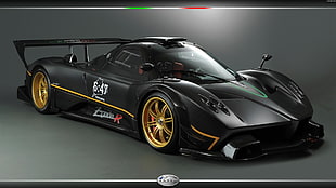 black sports coupe, Pagani Zonda, supercars, car, black cars