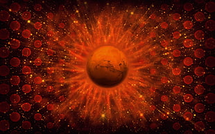 orange planet illstration HD wallpaper