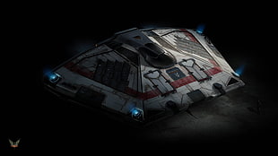 closeup photo of gray and red space ship toy HD wallpaper
