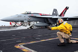 gray and red fighter plane, aircraft, army, F/A-18 Hornet, McDonnell Douglas