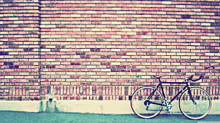 black and white road bike, wall, bicycle